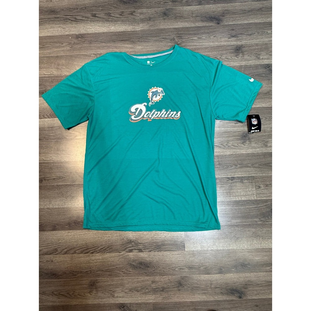 Nike NFL Miami Dolphins T-Shirt Mens 2XL Aqua Teal Short Sleeve Graphic Tee NWT